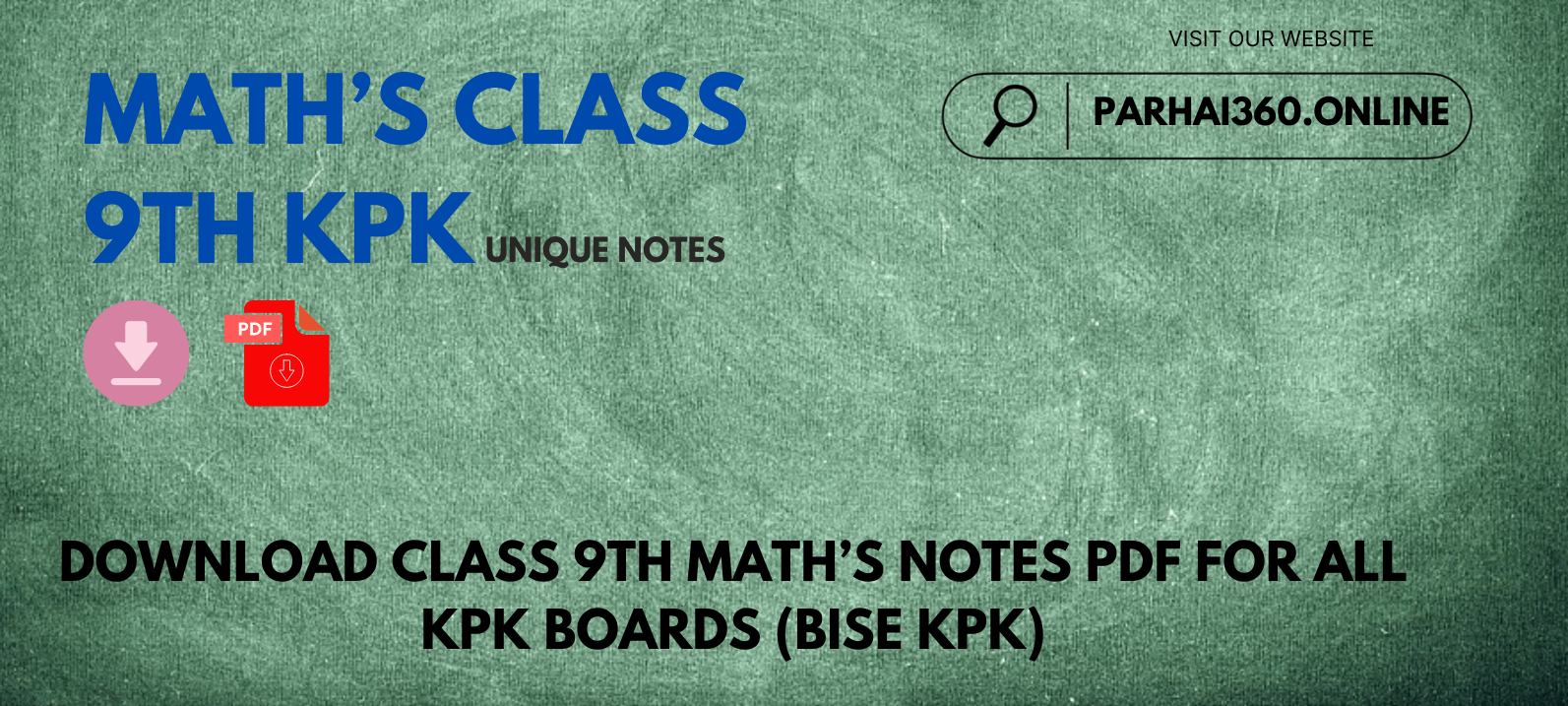 Math’s Class 9th KPK Notes PDF
